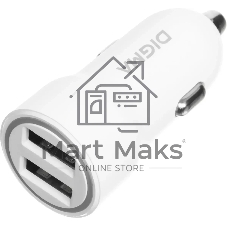 Автомобильное зар./устр. Digma DGC1С 12W 2.4A 2xUSB белый (DGC1C2LX22WH)