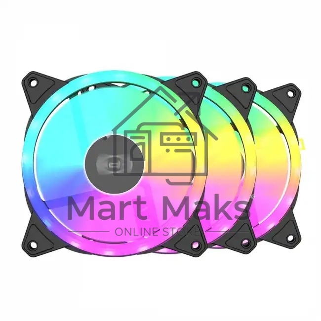 Кулер для корпуса Case Cooler PCCooler F3 T120 ARGB BK 3IN1 (120x120x25mm, 4-pin PWM, ARGB, 46CFM, 21.6dBA, 1800RPM, Black, 3pcs)