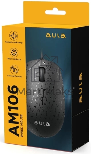 Мышь проводная AULA AM106 черный, 2000 dpi, USB, кнопки - 4