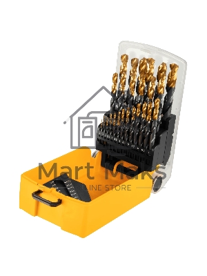 Набор сверл по металлу Denzel 1-13 мм, HSS-Tin, Golden Tip, 25 шт