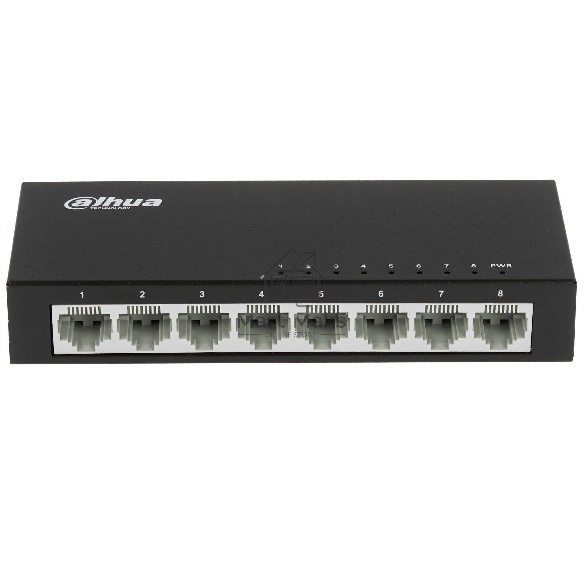 Коммутатор 8-в-1 Dahua DH-PFS3008-8ET/8 портов до 100 Мбит.с/коммутация до 1.6 Gbит.с/неуправляемый/Plug & Play/черный (DH-PFS3008-8ET)