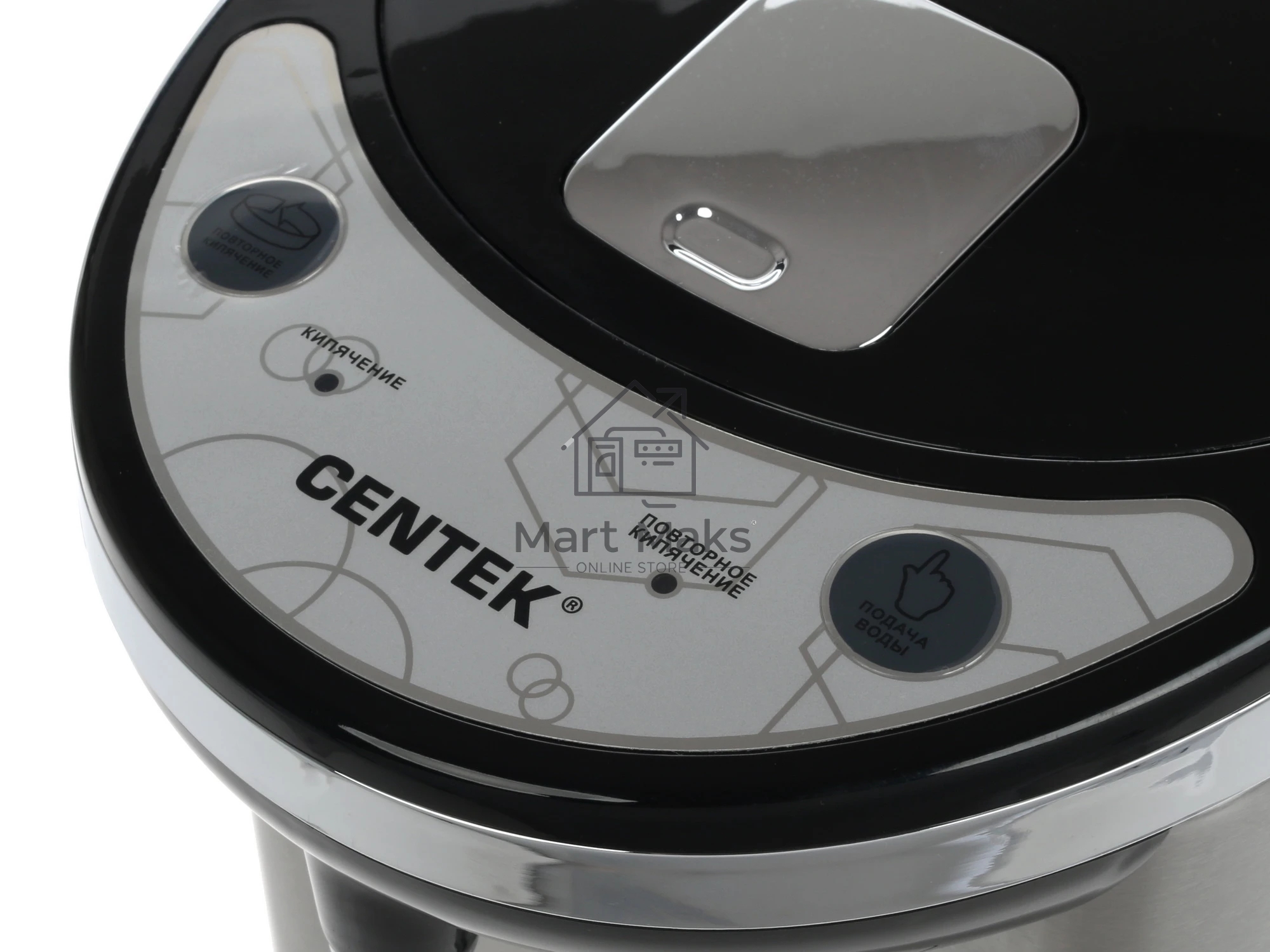 Термопот Centek CT-1084 сталь, 6.0 л, 750 Вт, 2 способа подачи воды, двойная защита от перегрева