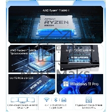 Неттоп Acer Gadget E10 ERBox 1 Ryzen 7 6800H (3.2) 16Gb SSD512Gb 680M Windows 11 Pro 2xGbitEth WiFi BT 120W черный/белый