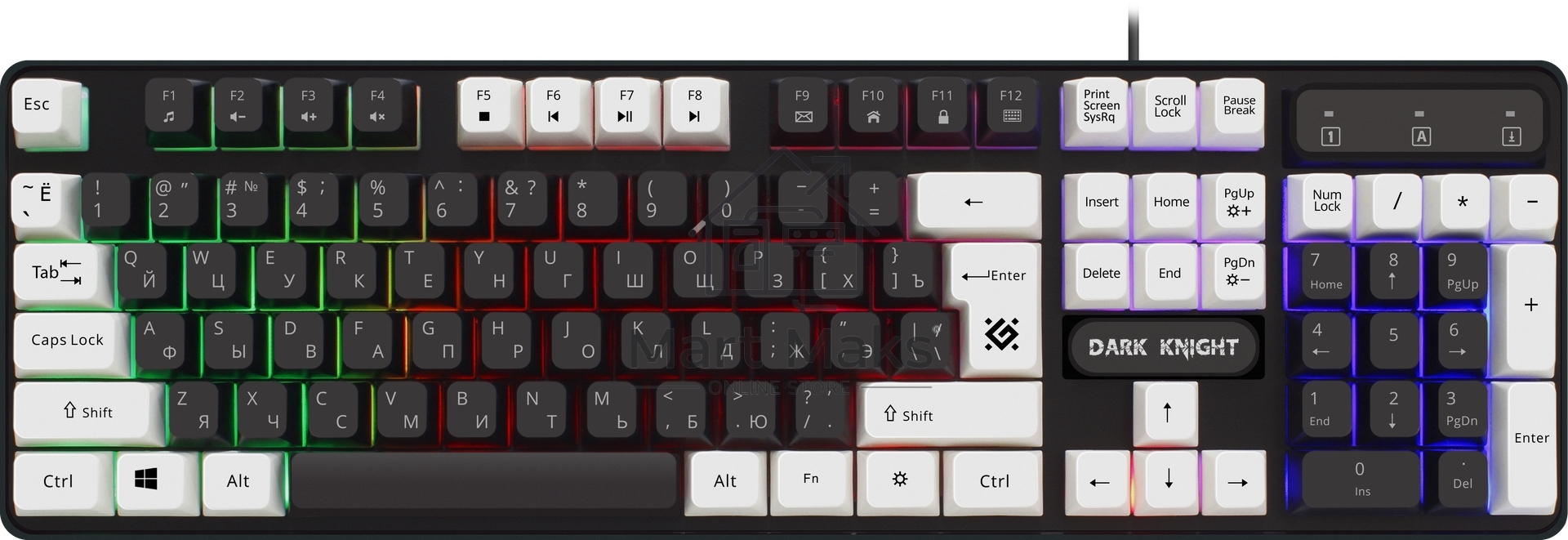 Клавиатура Defender Dark Knight GK-077 проводная, USB, черный/белый