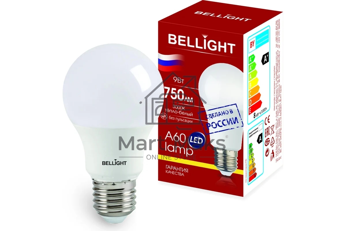 Лампа светодиодная Bellight LED 9 Вт Е27 220 3000 К 750 Лм