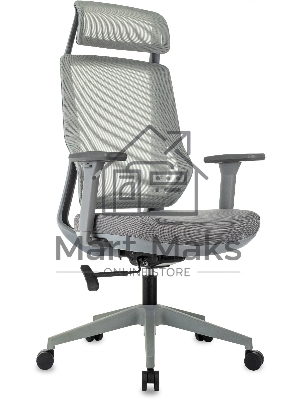 Кресло руководителя Бюрократ MC-G411N-H серый, сетка/ткань, с подголов. крестов. пластик, пластик серый