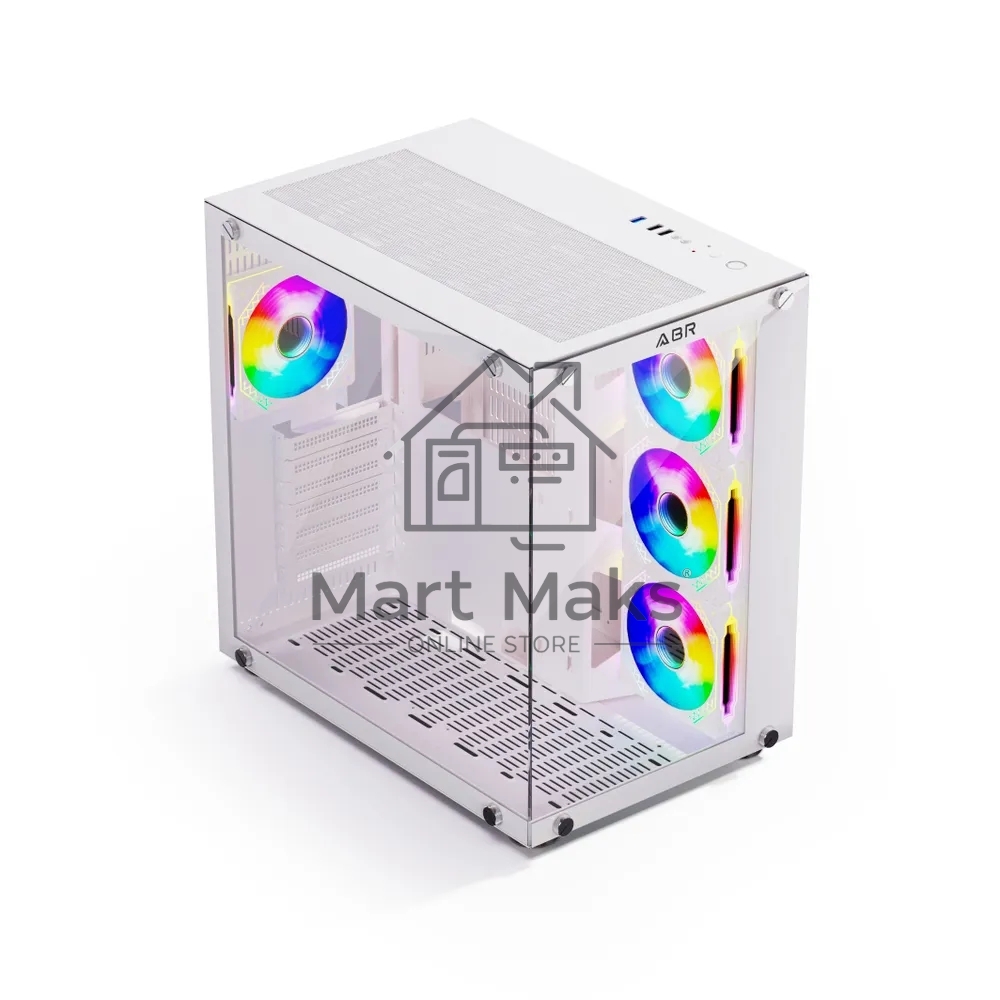 Компьютерный корпус ABR Sea View White (1*USB Type-C, 2*USB 2.0, HD Audio, 4xRGB Fan, ATX, Micro-ATX)