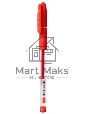 Ручка гелевая Deli EG150-RD прозрачный, d=0.38мм, красные чернила, игловидный пишущий наконечник, резиновая манжета