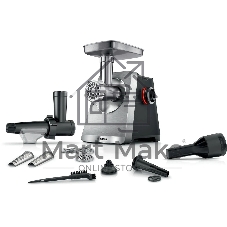 Мясорубка электрическая Bosch Series 8 MFWS835M черный, 2500 Вт, 4.5 кг/мин, реверс, защита от перегрузки, металлический лоток, насадки - 6