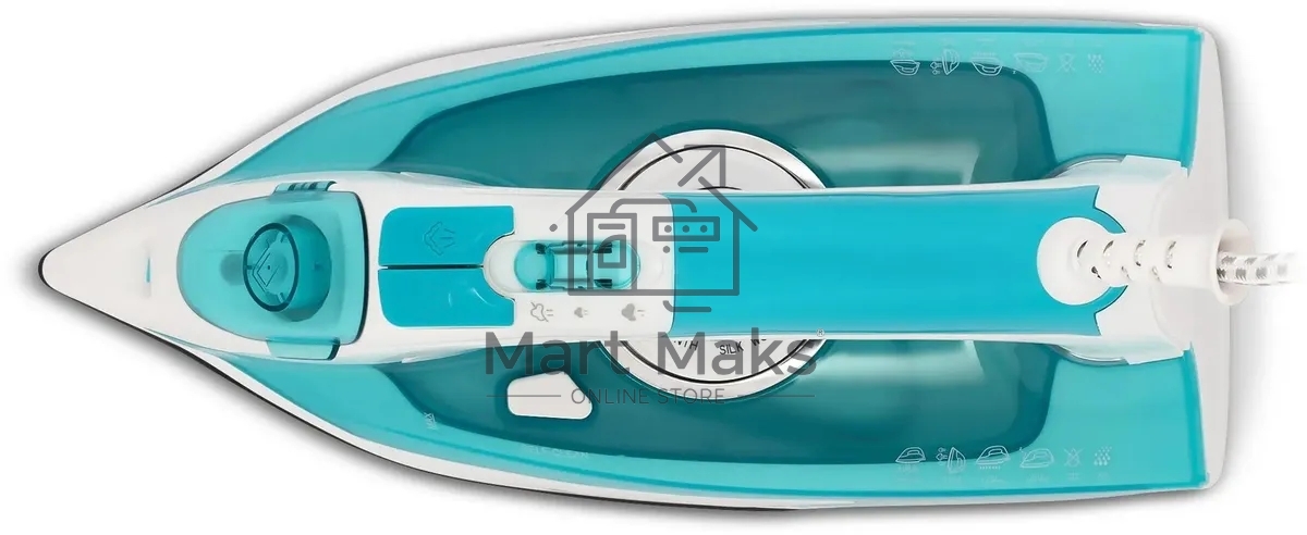 Утюг Vitek VT-8355 (MC) белый/бирюзовый 1. Максимальная мощность 2600 Вт 2. Керамическая подошва 3. Емкость для воды 400 мл