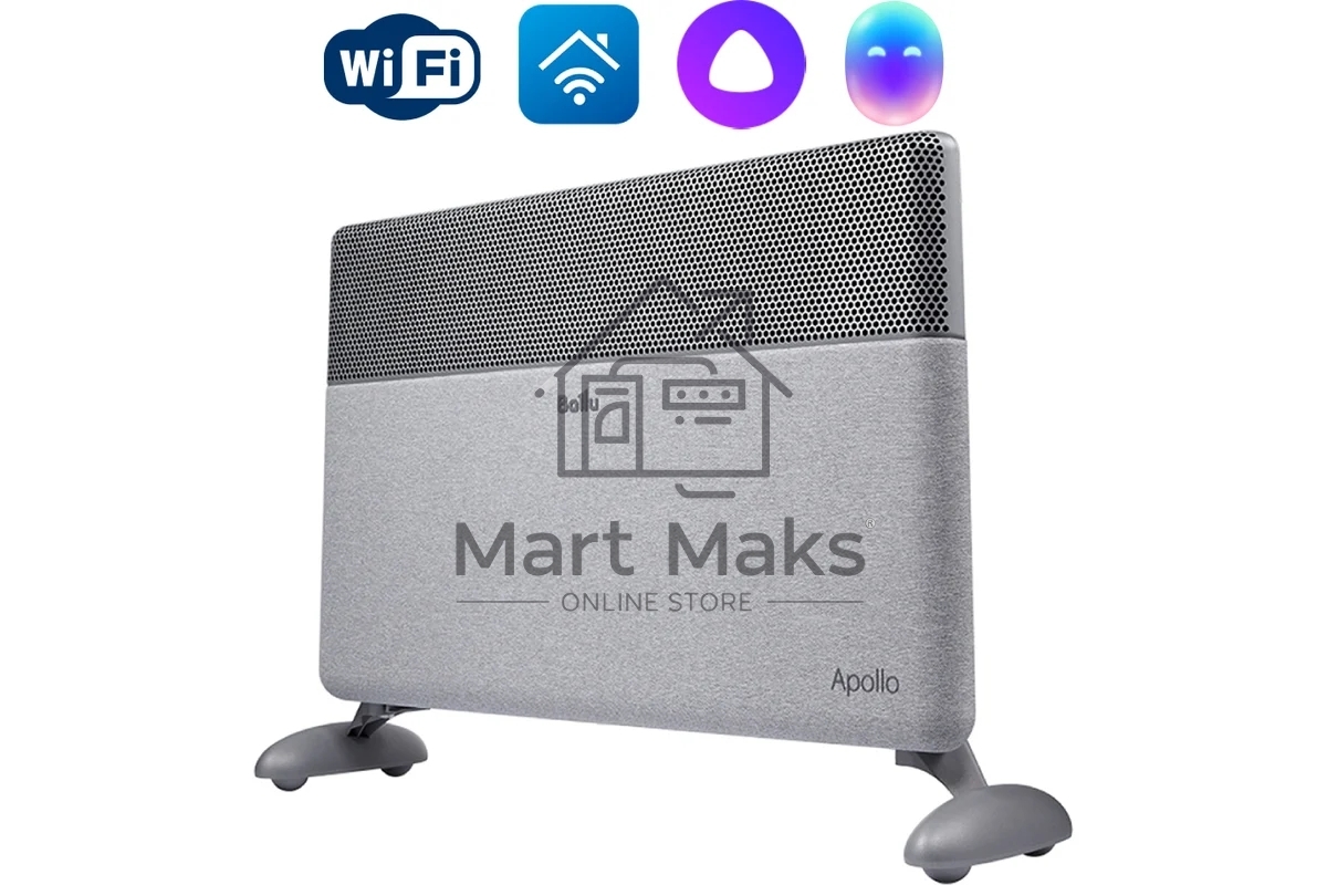 Конвектор Ballu Apollo digital INVERTER Moon Gray BEC/ATI-2501 серый, 2500 Вт, 30 м2, термостат, дисплей, WiFi