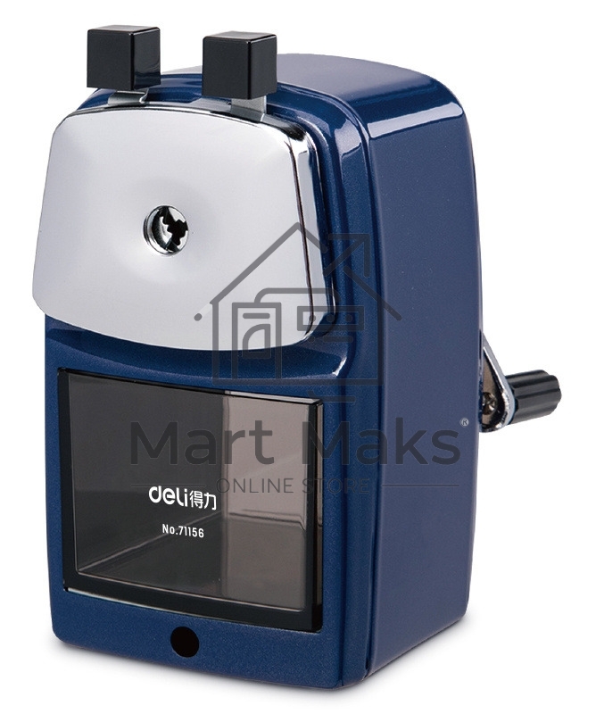 Точилка для карандашей механическая Deli 71156BLUE, 1 отверстие, металл, синий