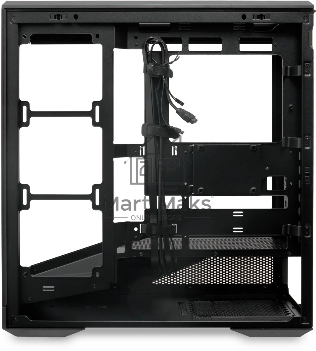 Компьютерный корпус без блока питания HSPD F711-TGbK, Panoramic Full Tower, Black, TG, 0.7 SPCC, no fans ATX, mATX, mITX 190/420/280мм 2x2.5