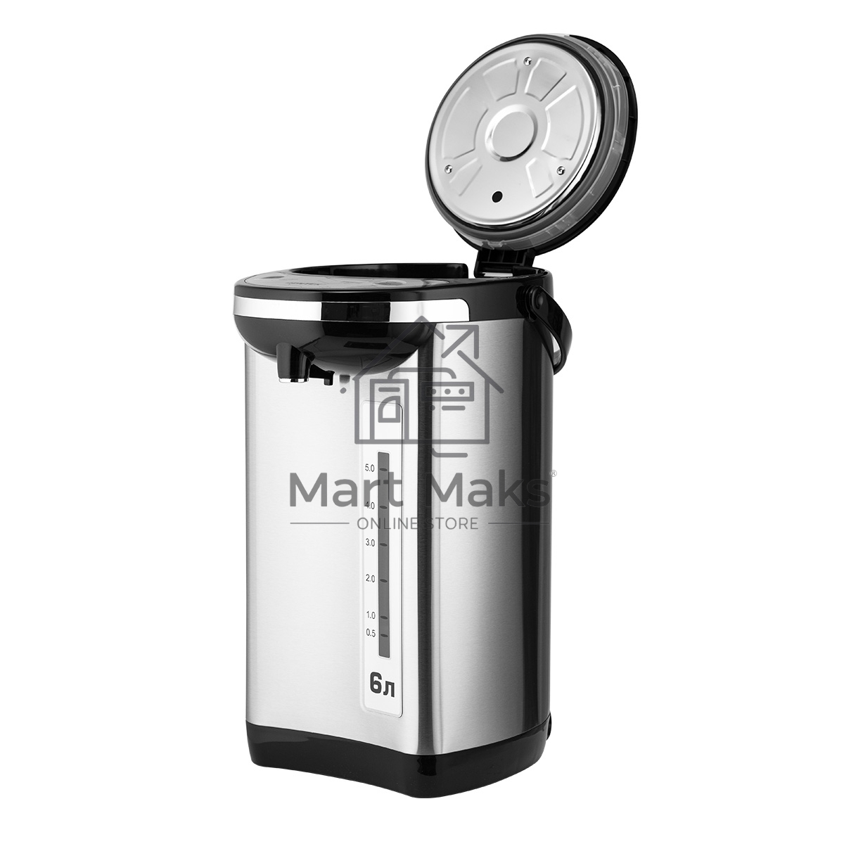 Термопот Centek CT-1084 сталь, 6.0 л, 750 Вт, 2 способа подачи воды, двойная защита от перегрева