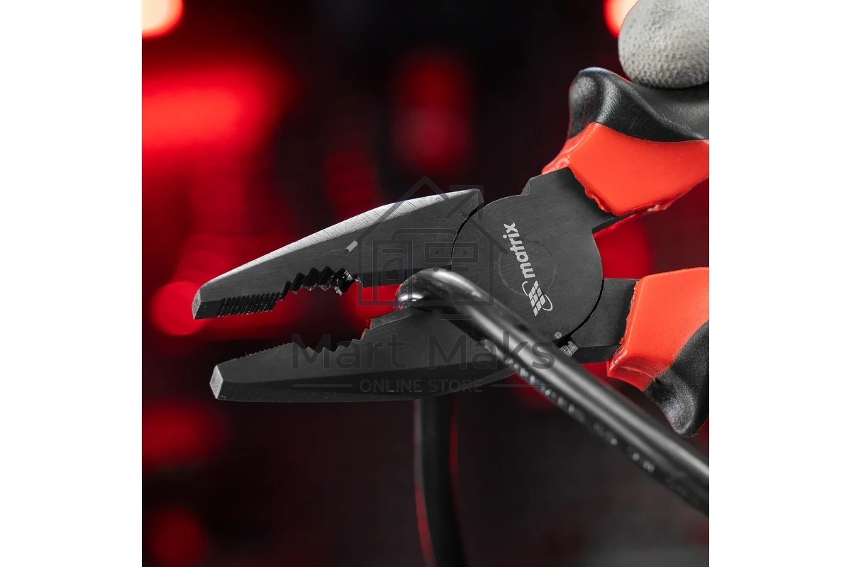 Плоскогубцы Matrix черный Nickel 200 мм, комбинированные, двухкомпонентные рукоятки