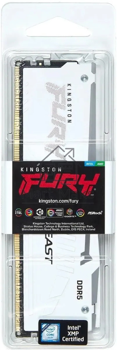 Оперативная память Kingston Fury Beast, DDR5, 32GB (1x32GB), 5600MHz, CL36, DIMM, радиатор, RGB, белый