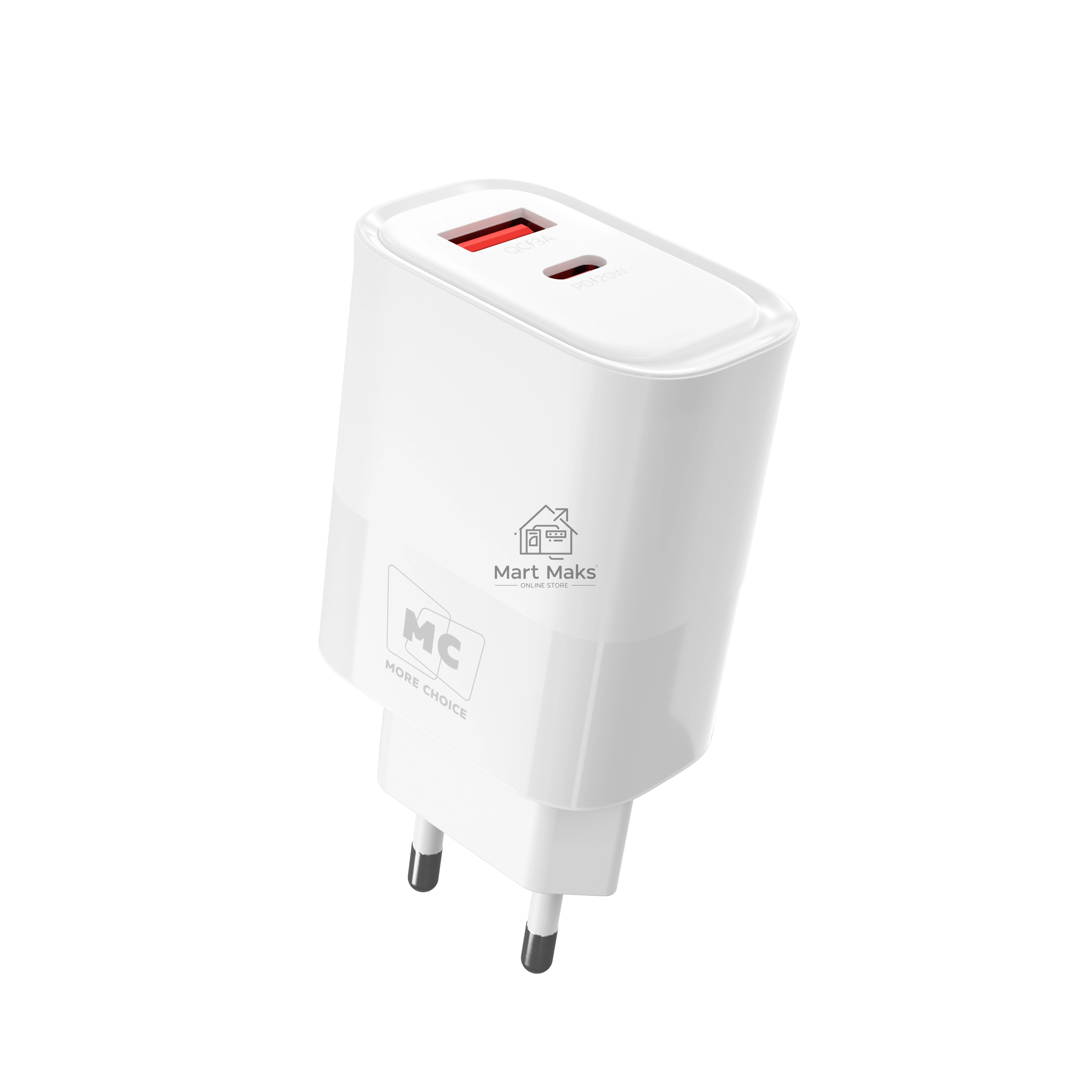 Зарядное устройство MORE CHOICE (4620202555533) NC81 СЗУ 1USB+1Type-C 3.0A PD 20W+ QC3.0, белый