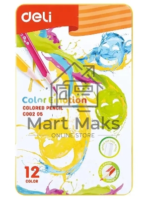 Карандаши цветные Deli Color Emotion EC00205 EC00205, липа, 12 цветов, коробка металлическая