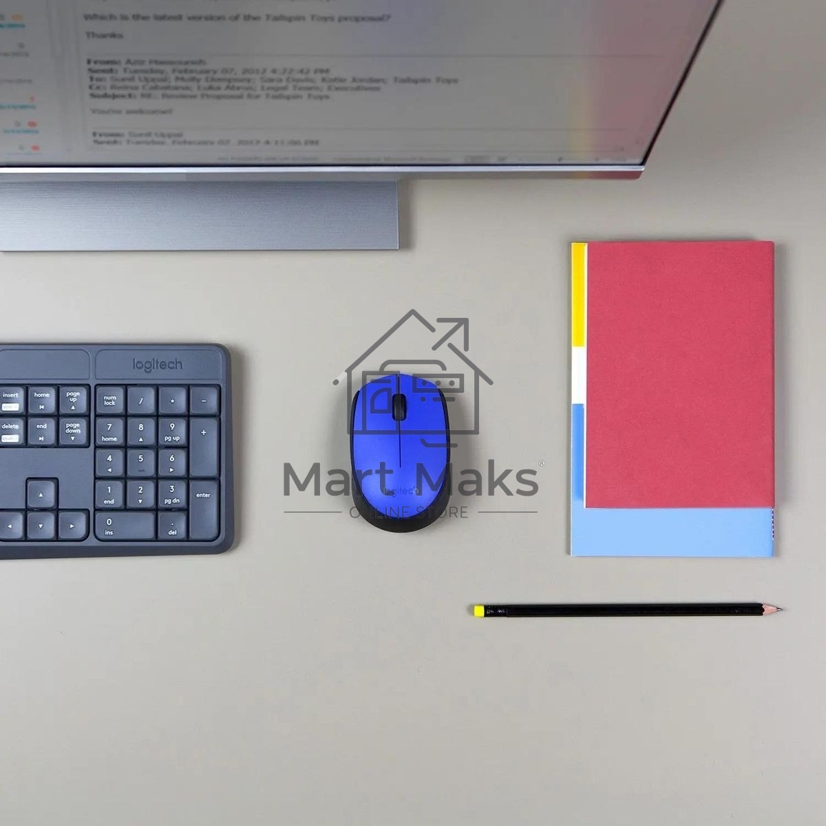 Мышь беспроводная Logitech M171 синий, 1000 dpi, радиоканал, USB, кнопки - 3