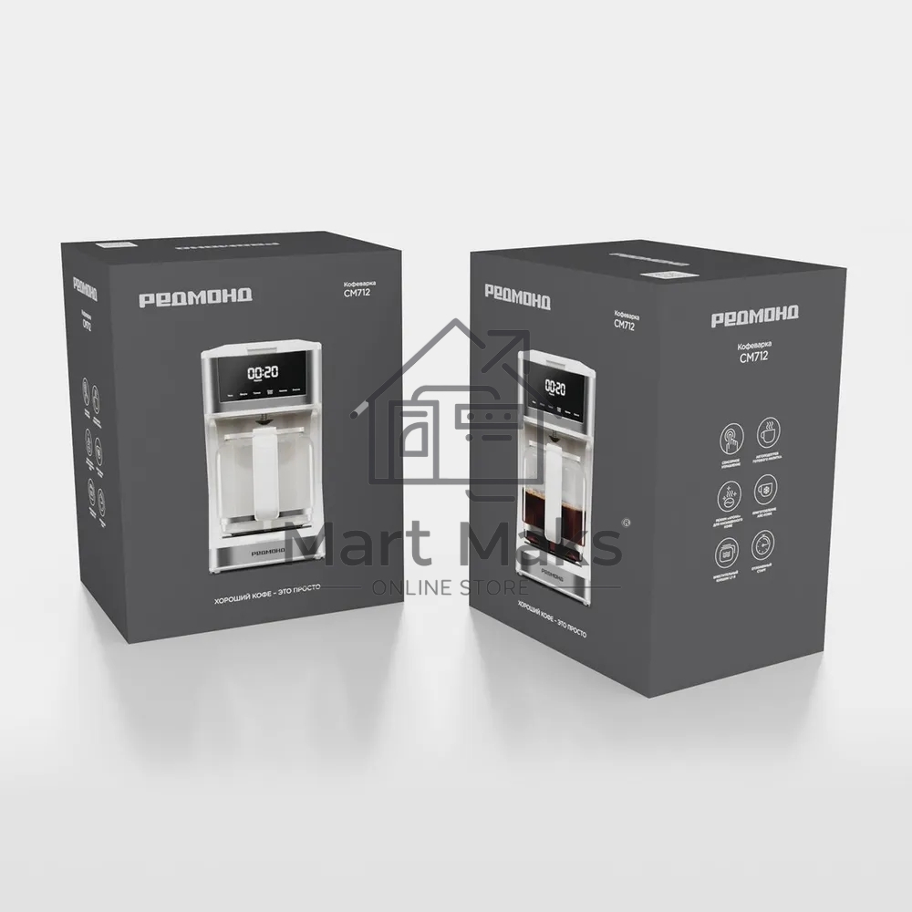 Кофеварка капельная Redmond CM712 белый, исп. кофе - молотый, 1,7 л, 900 Вт