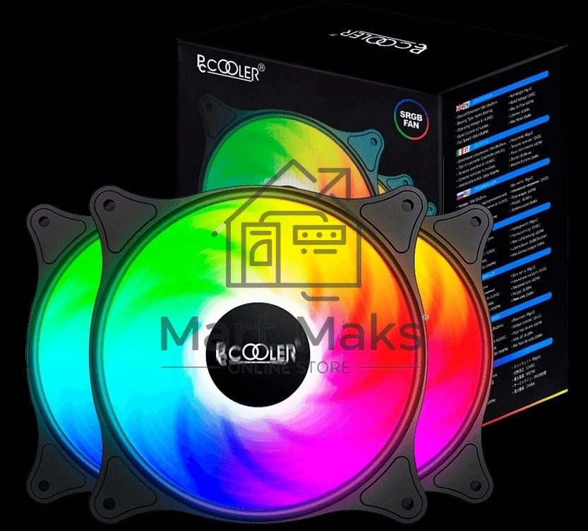 Кулер для корпуса Case Cooler PCCooler FX 120 ARGB BK 3 IN 1 (120x120x25mm, 4-pin PWM, ARGB, 52.79CFM, 33.2dBA, 2000RPM, Black, 3pcs)
