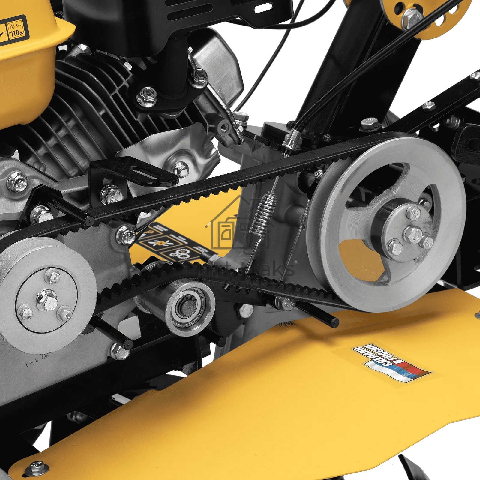 Мотоблок Denzel DPT-170SB, 7 л.с., ремен.сцеп, фрез 3х4, ШОМ, без колес, передачи 2В/1Н