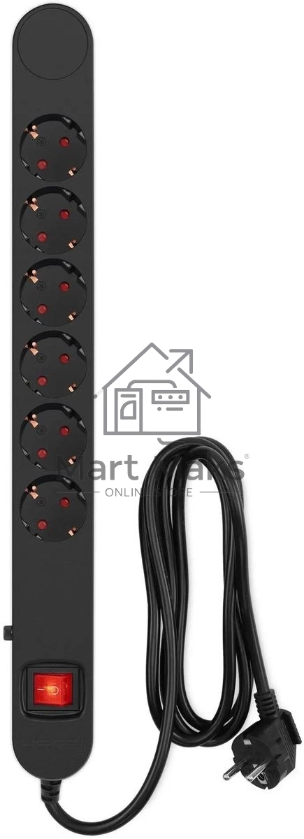 Сетевой фильтр Ippon NF-EU-1.8-16 1.8 м, 6 розеток, черный, коробка