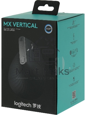 Мышь беспроводная/проводная Logitech MX Vertical графитовый, 4000 dpi, радиоканал, Bluetooth, USB, кнопки - 6