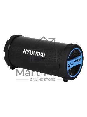 Колонка портативная Hyundai H-PAC220 черный/голубой 10W 1.0 BT/3.5Jack/USB