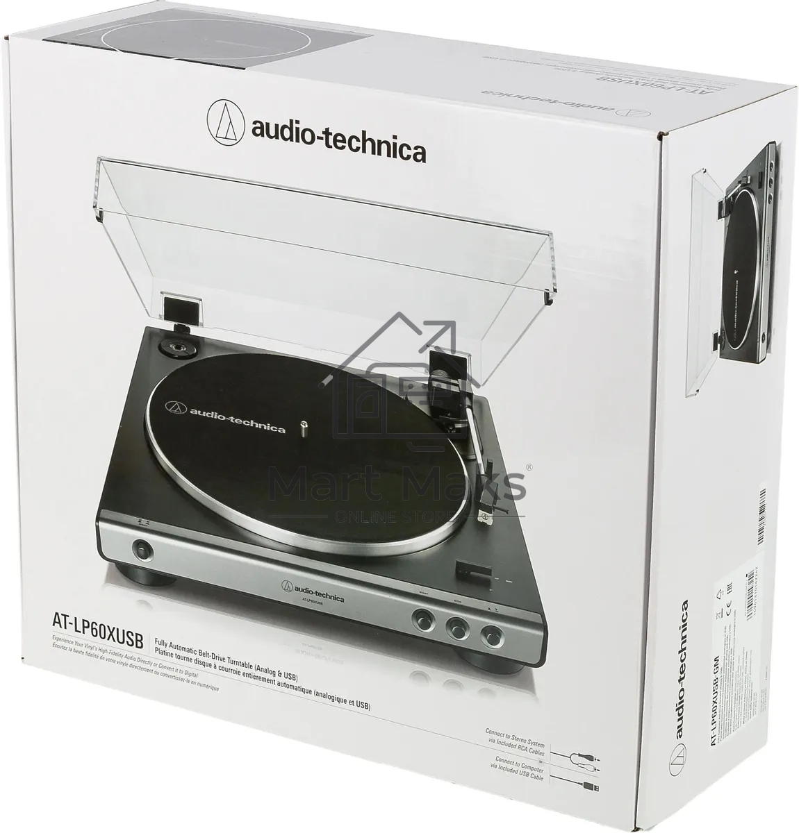 Проигрыватель винила Audio-Technica AT-LP60XUSB полностью автоматический серебристый