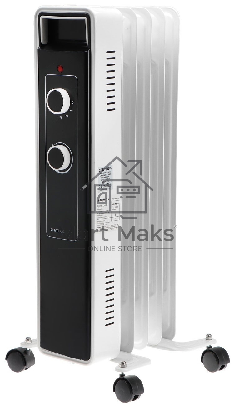 Масляный обогреватель Centek CT-6221-5 (5 секций) белый, 400/600/1000 Вт, 12,5 м2, 3 режима, термостат
