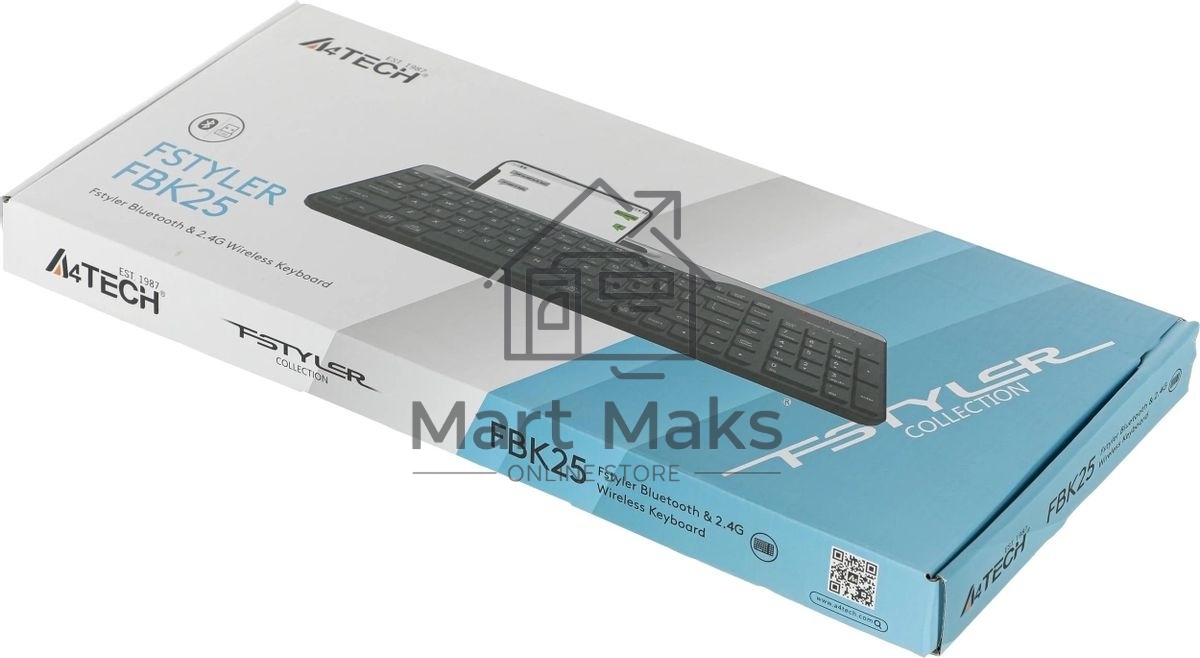 Клавиатура беспроводная A4Tech Fstyler FBK25, USB, Bluetooth/Радиоканал, черный/серый