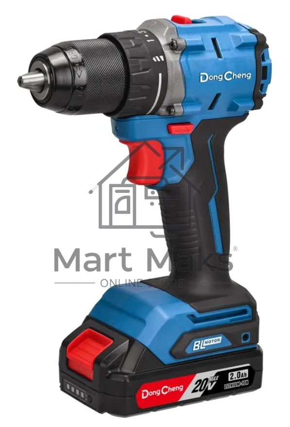 Дрель-шуруповерт DongCheng DCJZ2060, 20 В, 2 Ач, 60 Нм, бесщеточный
