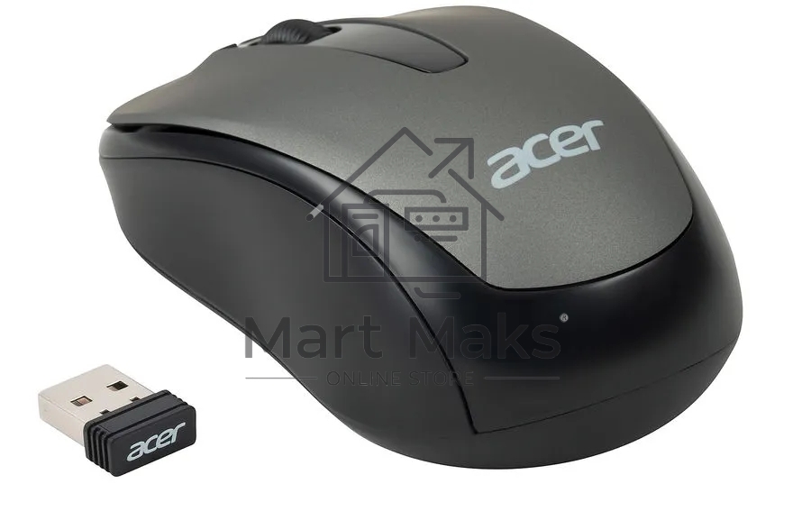 Мышь беспроводная Acer OMR134 серый, 1000 dpi, радиоканал, USB, кнопки - 3