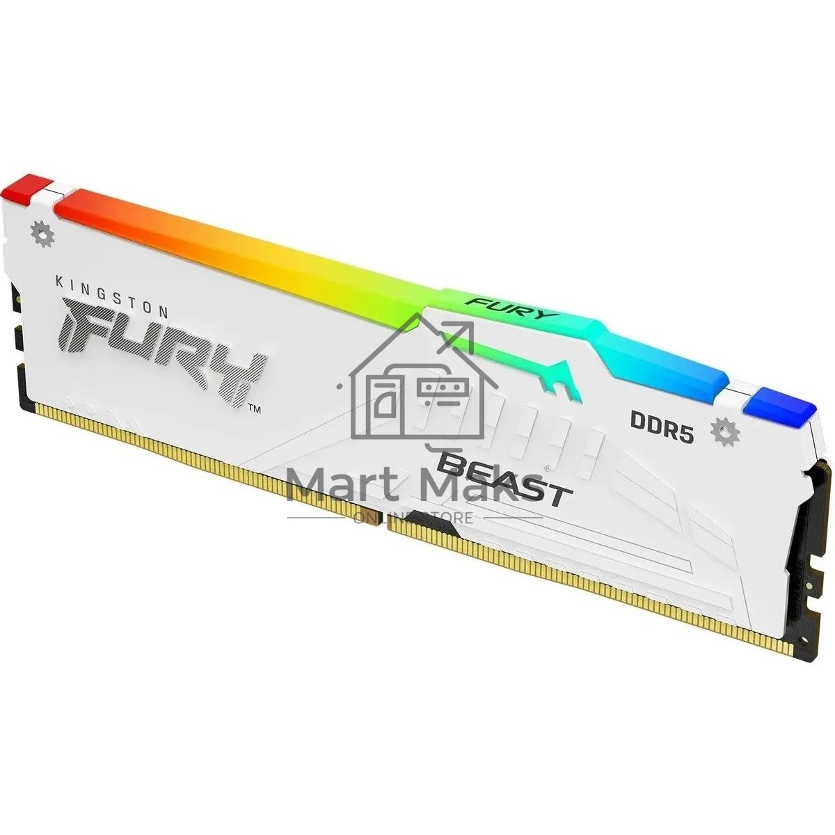 Оперативная память Kingston Fury Beast, DDR5, 16GB (1x16GB), 6800MHz, CL34, DIMM, с радиатором, RGB, белый