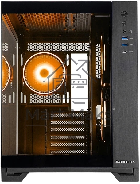 Компьютерный корпус Chieftec Visio черный без БП ATX 2x80mm 4x120mm 2x140mm 1xUSB2.0 2xUSB3.0 audio bott PSU