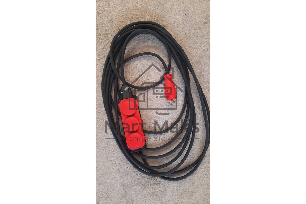 Колодка каучуковая 3-м с заземл. 16А IP44 красн. ЭРА Б0044552