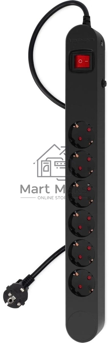 Сетевой фильтр Ippon NF-EU-1.8-16 1.8 м, 6 розеток, черный, коробка