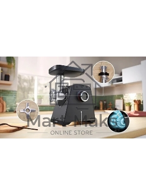 Мясорубка электрическая Bosch MFWS640B черный, 2100 Вт, 3.5 кг/мин, реверс, насадки - 9