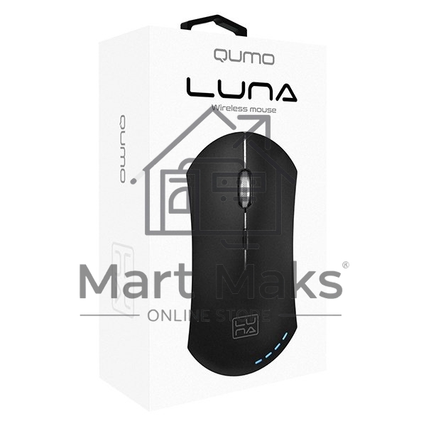 Мышь беспроводная Qumo Office Luna M74 черный, 1600 dpi, радиоканал, USB, кнопки - 6
