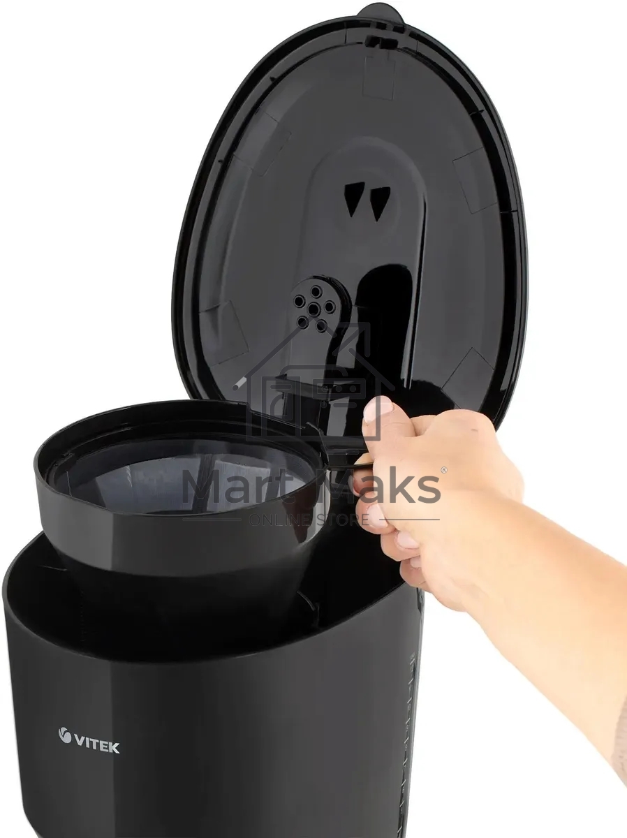 Кофеварка капельная Vitek VT-1528 BK черный, исп. кофе - молотый, 1.25 л, 750 Вт