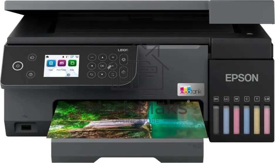 МФУ струйный Epson EcoTank L8100 (C11CK94***), A4, цветной, печ. до 8 стр/мин., 5760 x 1440 dpi (печ.), 1200x4800dpi (скан.), USB, Wi-Fi