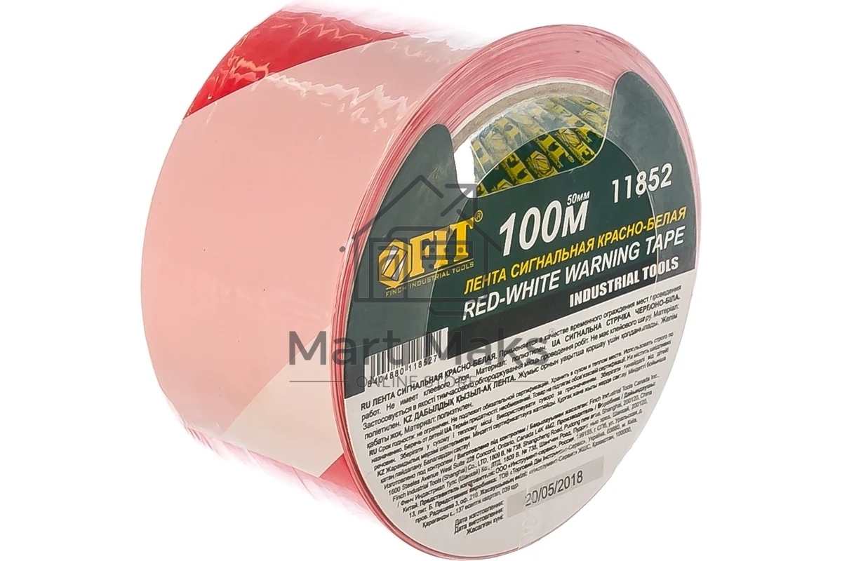 Лента сигнальная FIT IT 11852 красно-белая, 50*100 м