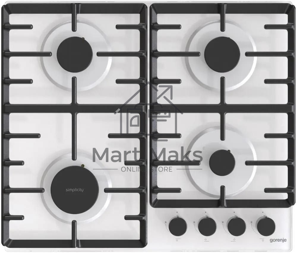 Газовая варочная панель Gorenje GT642SYW, 4 конфорки, закаленное стекло, белый