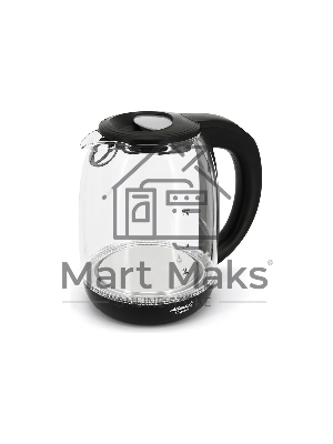 Чайник электрический Atlanta, ATH-2532 черн, стекло Стекло, 1,7л, 2200Вт, ЦИФРОВОЙ КОНТРОЛЛЕР ТЕМПЕРАТУРЫ НА РУЧКЕ, черный, температурная иллюминация, защита от перегрева без воды.