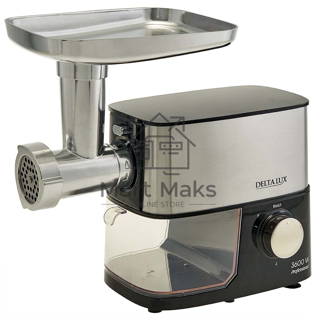 Мясорубка электрическая DELTA LUX DE-602MS черная нерж, НАСАДКА ДЛЯ ТОМАТА, 3600Вт (4)