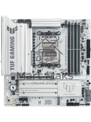 Материнская плата Asus TUF GAMING B850M-PLUS WIFI7 W, AM5, AMD B850, 4xDDR5, 4xSATA, 3xM.2, 1xPCIe 5.0 x16, 1xPCIe 3.0 x1, 1xDP, 1xHDMI, 1x2.5Gb LAN, Wi-Fi 7, Bluetooth 5.4, 1xUSB-C 20Gbps, 3xUSB-A 10Gbps, 4xUSB-A 5Gbps, 4xUSB-A 2.0, 5x3.5 мм, 7.1, mATX