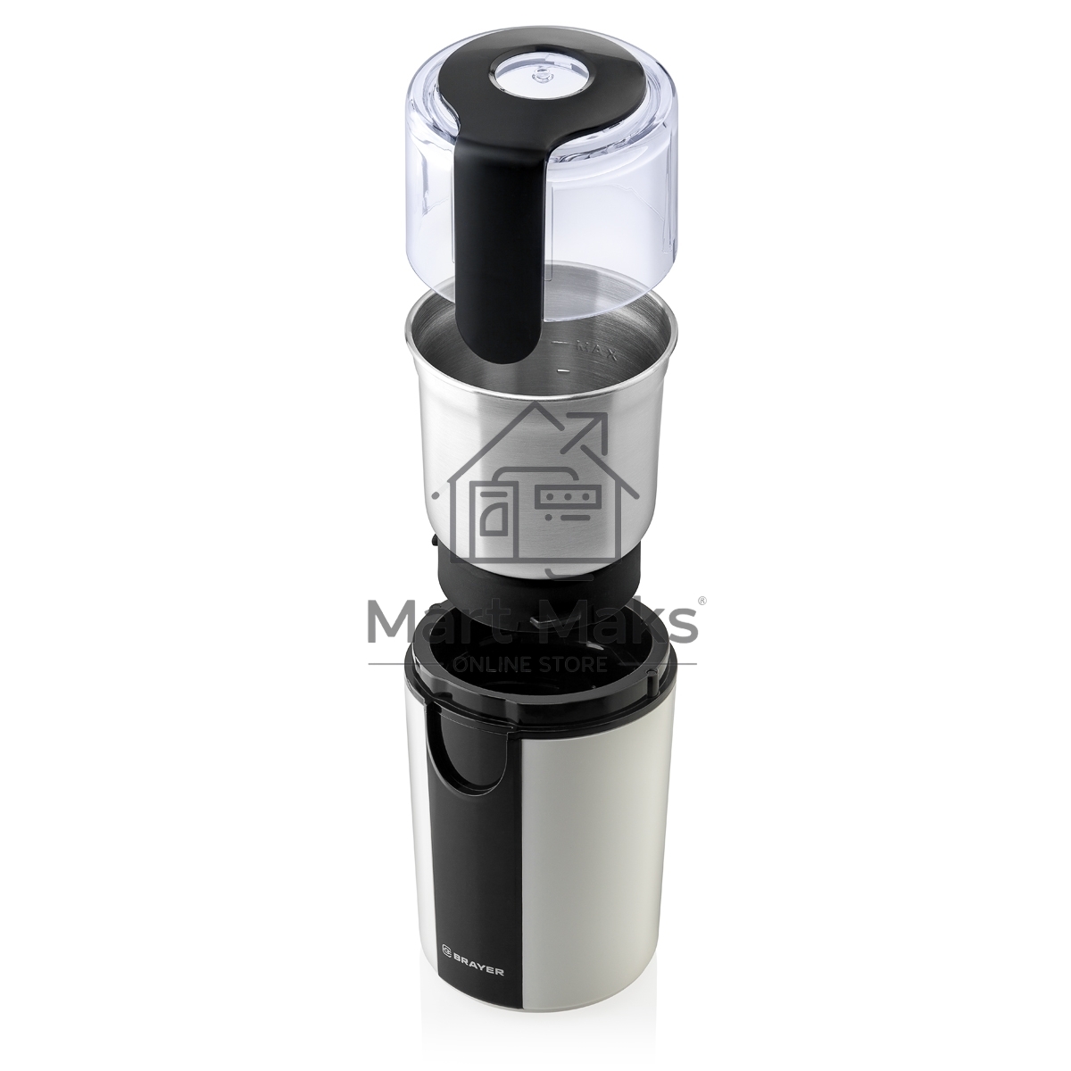 Кофемолка BRAYER BR1182, 2 ножа для мяг. и твер., 70 г.,Мощн. 200 Вт, Пластик. корп, нажатием на кр