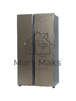 Холодильник Бирюса SBS 541 TGG текстурированное бежевое стекло двухкамерный 343/198 л морозилка слева, NoFrost, Side-by-side