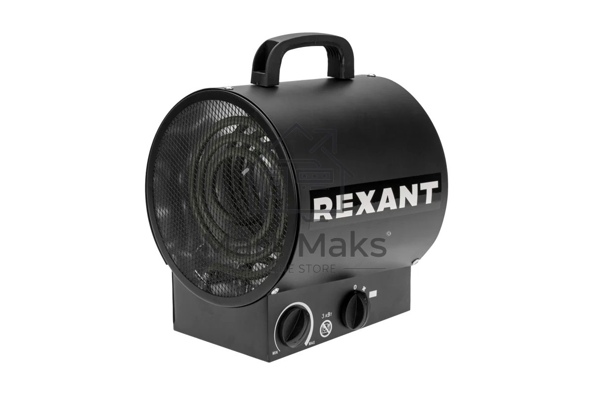 Пушка тепловая электрическая Rexant 60-0037 круглая, прямоугольная подставка, ТЭН, 3кВт